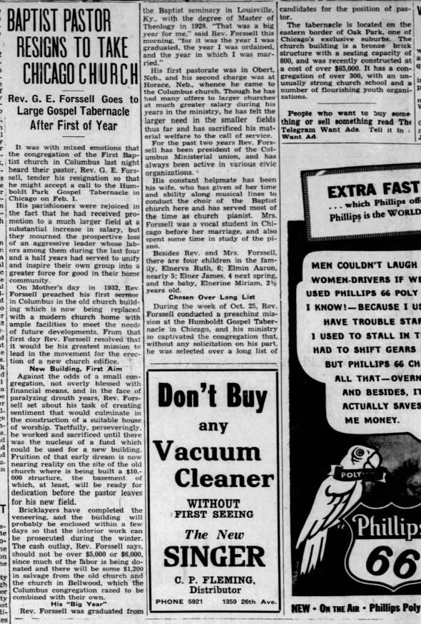 Clipping from The Columbus Telegram